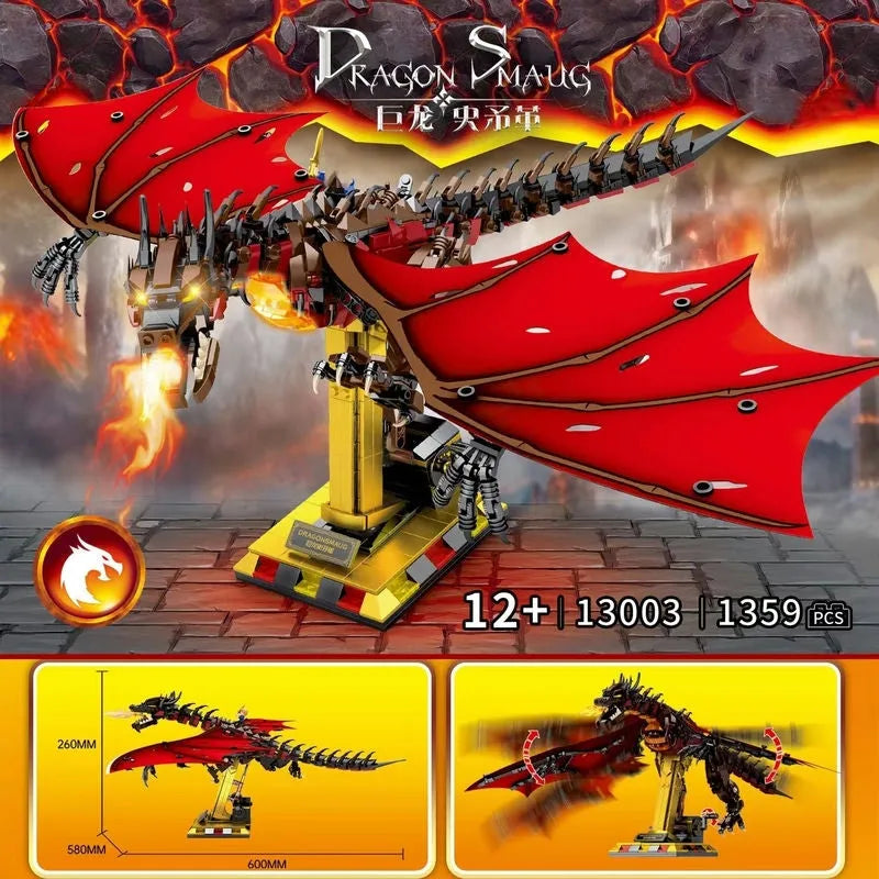 Building Blocks MOC Expert Movie Smaug Dragon Bricks Toys 13003 - 2