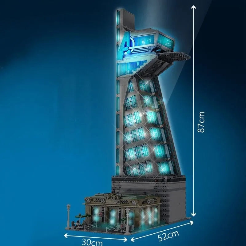 Building Blocks Expert MOC Super Heroes Tower With Lights Kids Bricks Toy - 4
