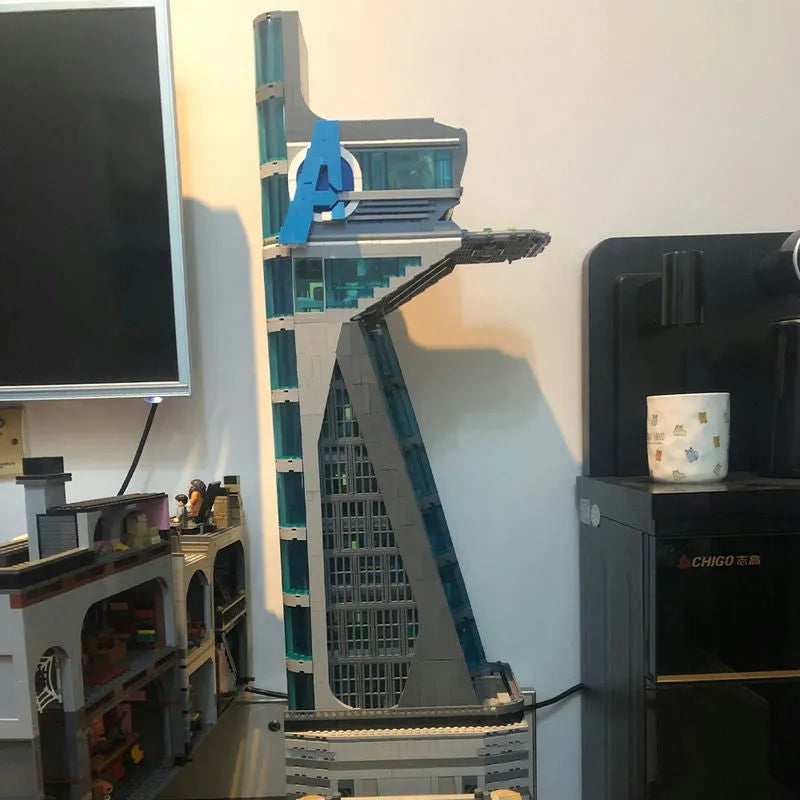 Building Blocks Expert MOC Super Heroes Tower With Lights Kids Bricks Toy - 15