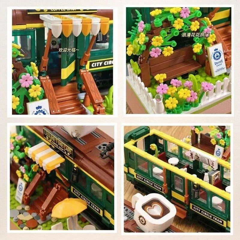 Building Blocks MOC Experts Train Coffee House Modular MINI Bricks Kids Toys Construction Set Toys - 8