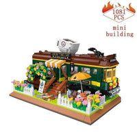 Thumbnail for Building Blocks MOC Experts Train Coffee House Modular MINI Bricks Kids Toys - 1