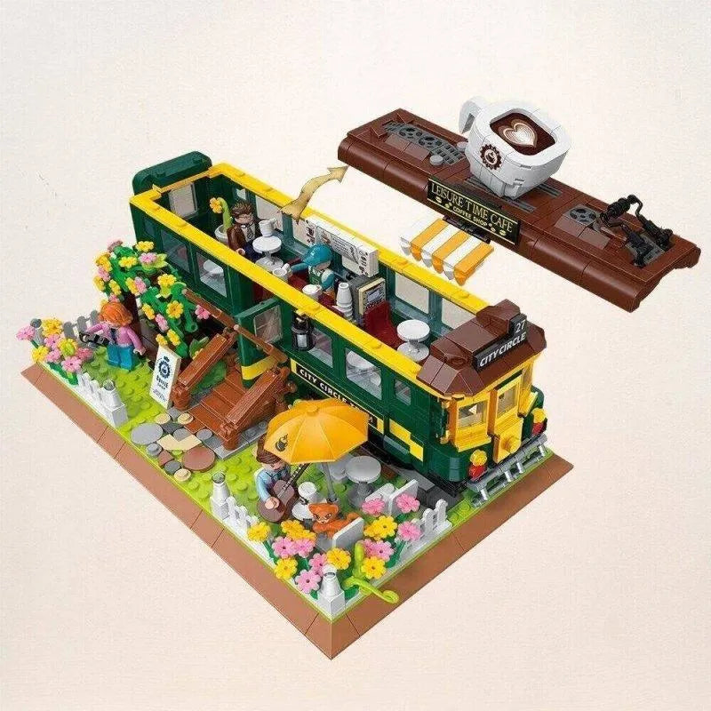 Building Blocks MOC Experts Train Coffee House Modular MINI Bricks Kids Toys Construction Set Toys - 6