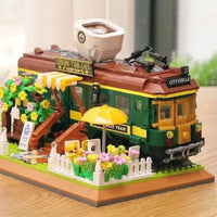 Thumbnail for Building Blocks MOC Experts Train Coffee House Modular MINI Bricks Kids Toys - 9