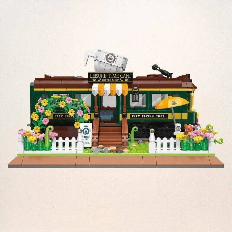 Building Blocks MOC Experts Train Coffee House Modular MINI Bricks Kids Toys Construction Set Toys - 3