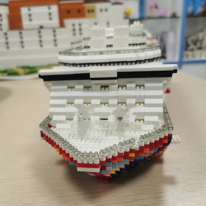 Building Blocks MOC Ideas Big Luxury Cruise Liner Ship MINI Bricks Toys - 8