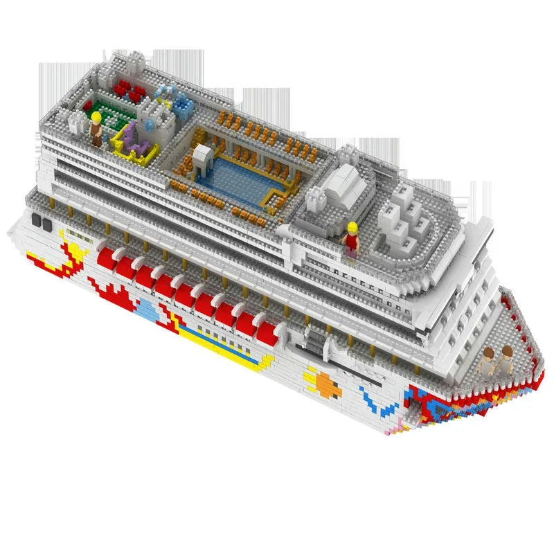 Building Blocks MOC Ideas Big Luxury Cruise Liner Ship MINI Bricks Toys - 5