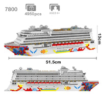 Thumbnail for Building Blocks MOC Ideas Big Luxury Cruise Liner Ship MINI Bricks Toys - 6