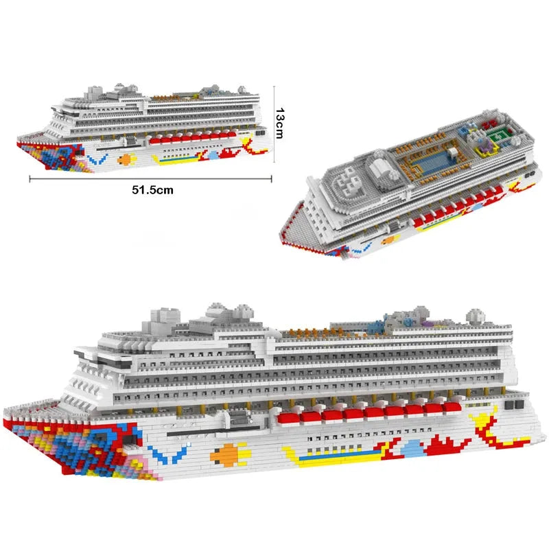 Building Blocks MOC Ideas Big Luxury Cruise Liner Ship MINI Bricks Toys - 1