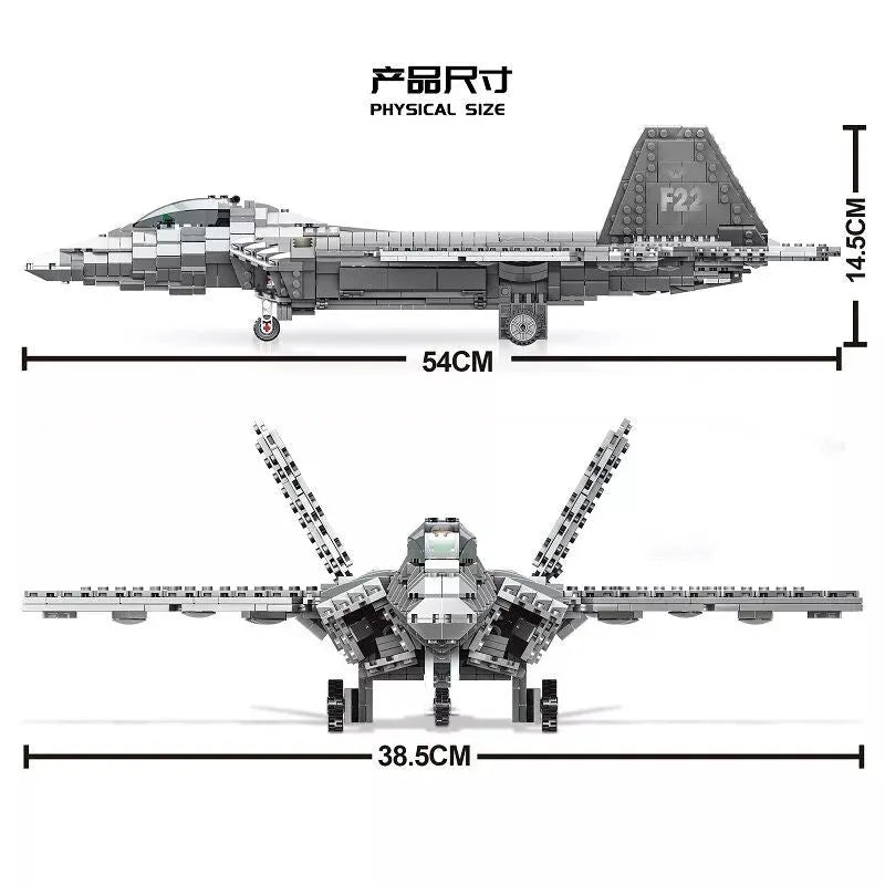 Building Blocks MOC Military Aircraft F22 Raptor Fighter Jet Bricks Toy - 6