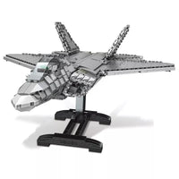 Thumbnail for Building Blocks MOC Military Aircraft F22 Raptor Fighter Jet Bricks Toy - 1