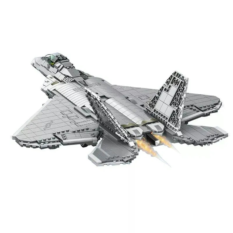 Building Blocks MOC Military Aircraft F22 Raptor Fighter Jet Bricks Toy - 8