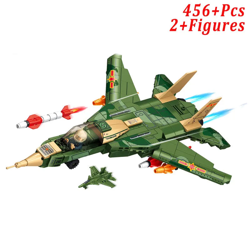 Building Blocks Military Aircraft Tomcat F-14 Fighter Plane Bricks Toy - 4
