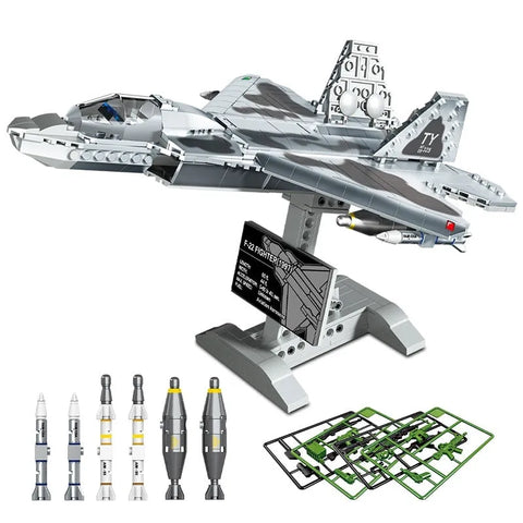 Military MOC F 22 Raptor Fighter Plane Bricks Kids Toy