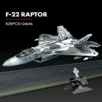 Thumbnail for Building Blocks Military MOC F-22 Raptor Fighter Plane Bricks Kids Toy - 5