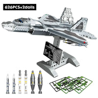 Thumbnail for Building Blocks Military MOC F-22 Raptor Fighter Plane Bricks Kids Toy - 8