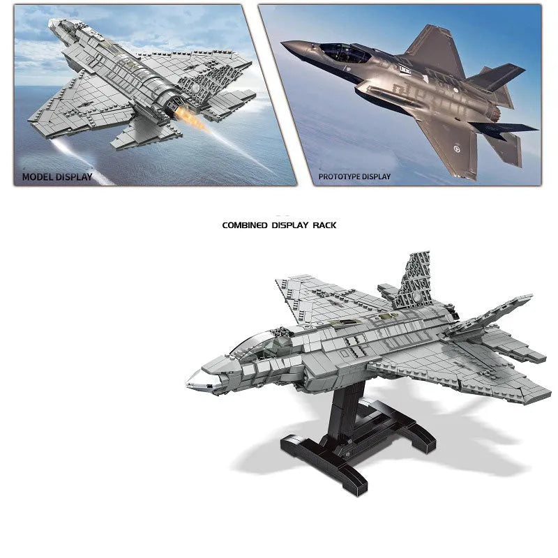 Building Blocks MOC Military F - 35 Aircraft Lightning Fighter Jet Bricks Toy - 2