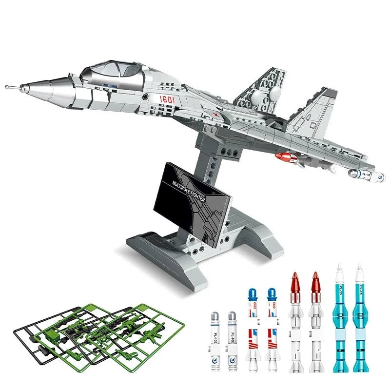 Building Blocks Military MOC J-16 Multirole Fighter Plane Bricks Kids Toys - 1