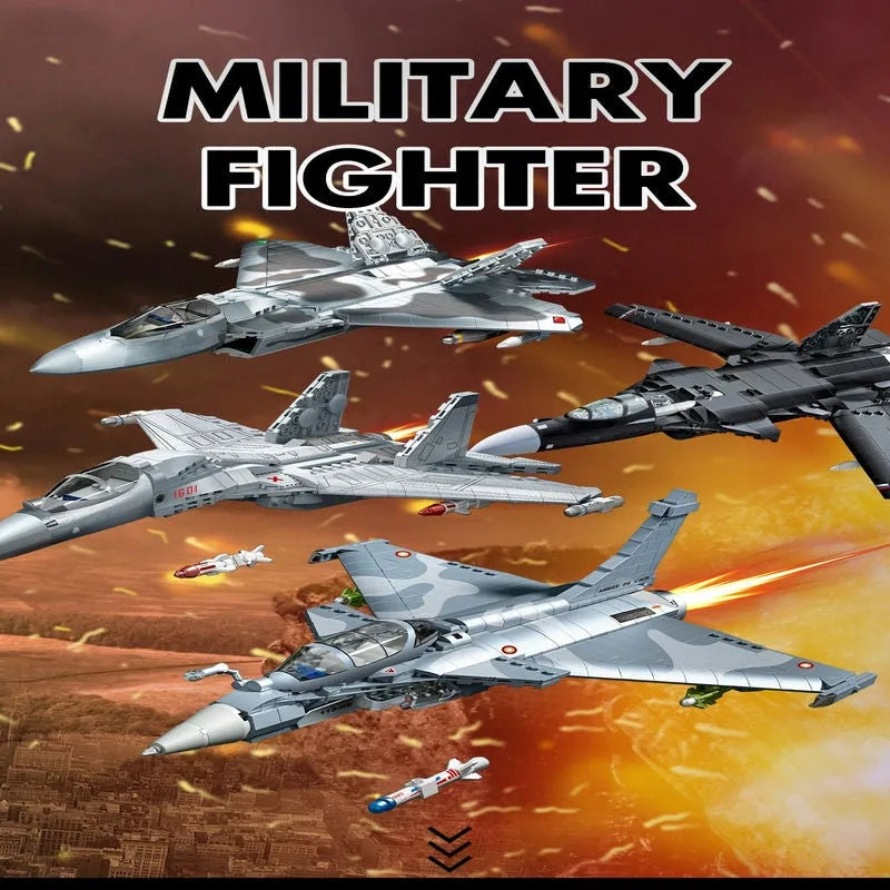 Building Blocks Military MOC J - 16 Multirole Fighter Plane Bricks Kids Toys - 2