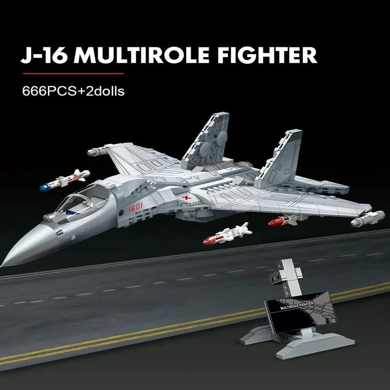 Building Blocks Military MOC J - 16 Multirole Fighter Plane Bricks Kids Toys - 3