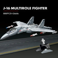 Thumbnail for Building Blocks Military MOC J-16 Multirole Fighter Plane Bricks Kids Toys - 3