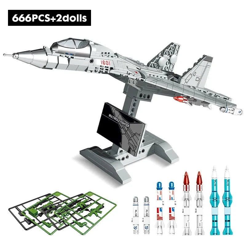 Building Blocks Military MOC J - 16 Multirole Fighter Plane Bricks Kids Toys - 8