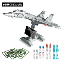 Thumbnail for Building Blocks Military MOC J-16 Multirole Fighter Plane Bricks Kids Toys Construction Set Toys - 8