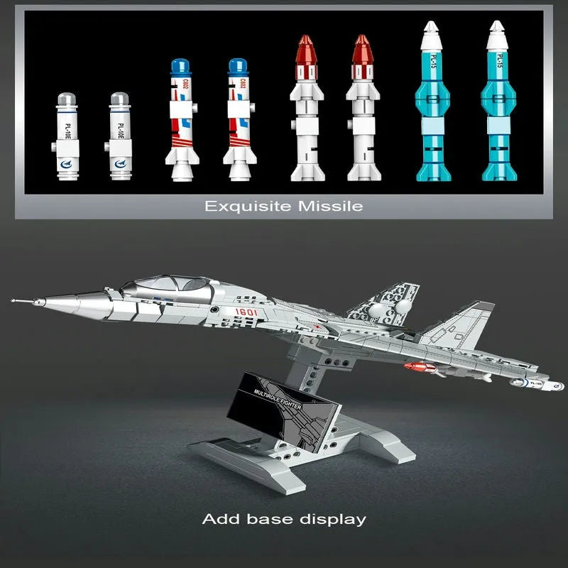 Building Blocks Military MOC J - 16 Multirole Fighter Plane Bricks Kids Toys - 4