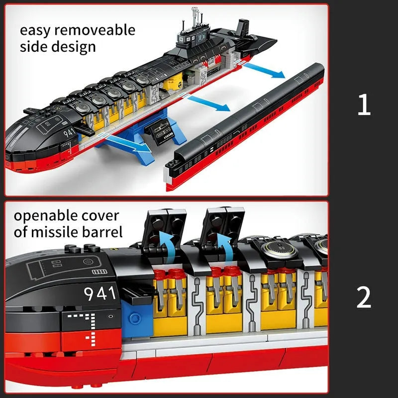 Building Blocks Military Nuclear Submarine Navy Warship Bricks Toys Construction Set Toys - 4