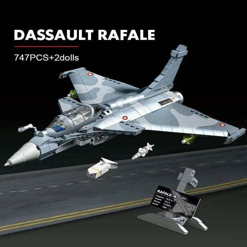Building Blocks Military MOC Rafale Air Fighter Jet Plane Bricks Kids Toys - 2
