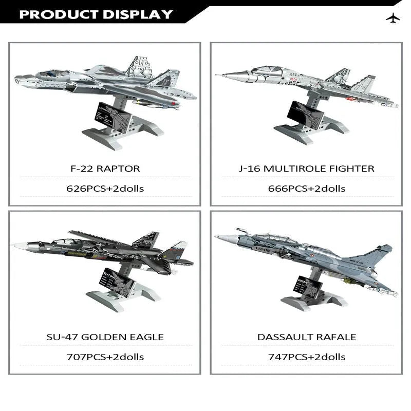 Building Blocks Military MOC Rafale Air Fighter Jet Plane Bricks Kids Toys - 5