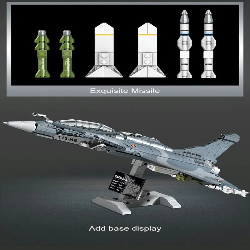Building Blocks Military MOC Rafale Air Fighter Jet Plane Bricks Kids Toys - 6