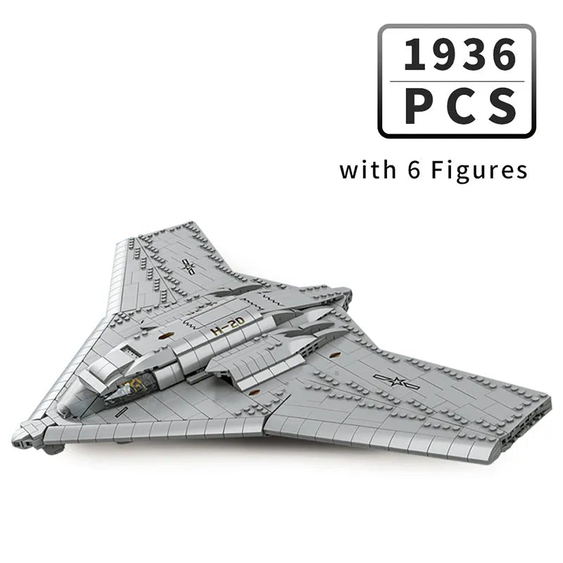 Building Blocks Military WW2 Aircraft H-20 Stealth Bomber Bricks Toy - 3