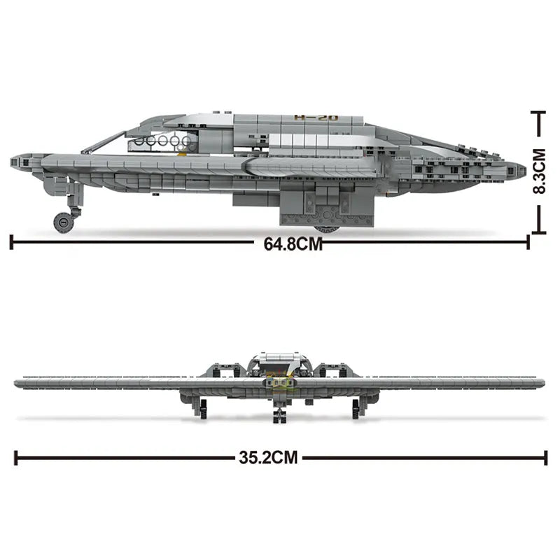 Building Blocks Military WW2 Aircraft H-20 Stealth Bomber Bricks Toy - 4
