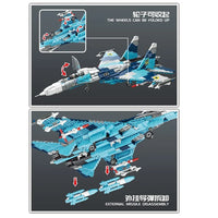 Thumbnail for Building Blocks MOC Military WW2 Aircraft SU-27 Fighter Jet Bricks Toy - 6