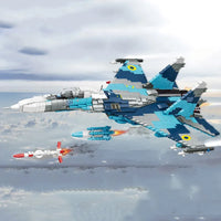 Thumbnail for Building Blocks MOC Military WW2 Aircraft SU-27 Fighter Jet Bricks Toy - 3