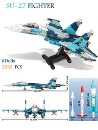 Thumbnail for Building Blocks MOC Military WW2 Aircraft SU-27 Fighter Jet Bricks Toy - 5