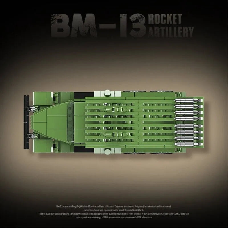 Building Blocks MOC Military WW2 BM13 Rocket Artillery Vehicle Bricks Toys - 10