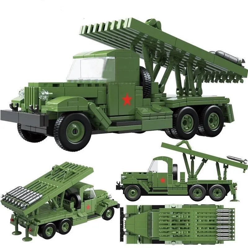 Building Blocks MOC Military WW2 BM13 Rocket Artillery Vehicle Bricks Toys Construction Set Toys - 8