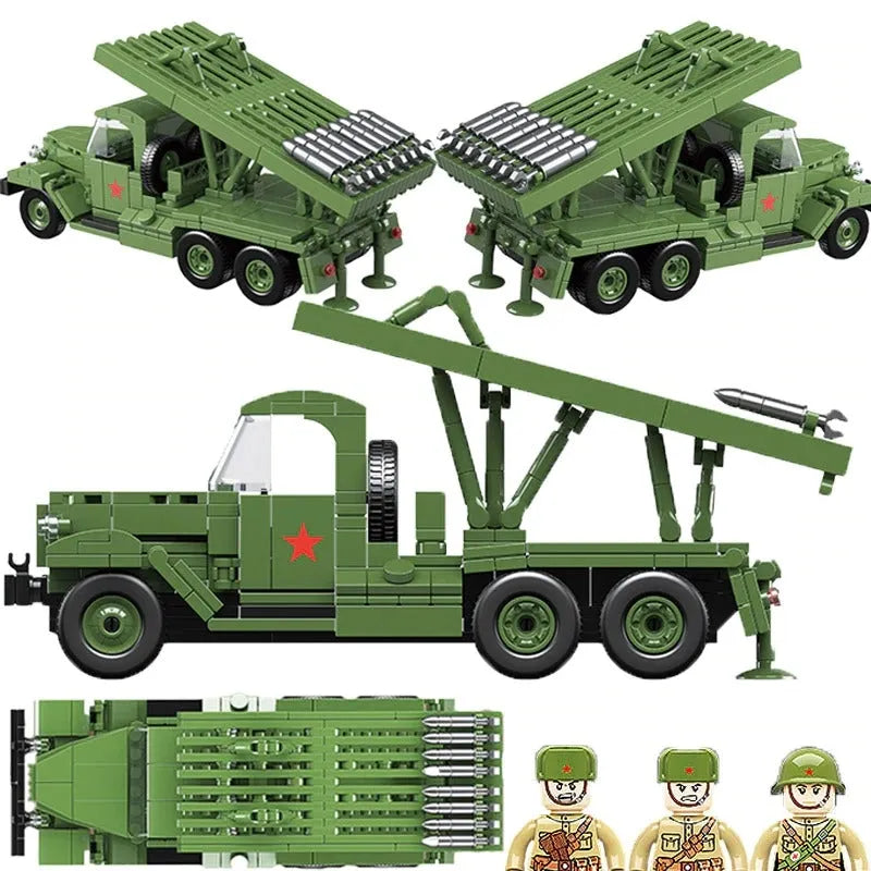 Building Blocks MOC Military WW2 BM13 Rocket Artillery Vehicle Bricks Toys Construction Set Toys - 4
