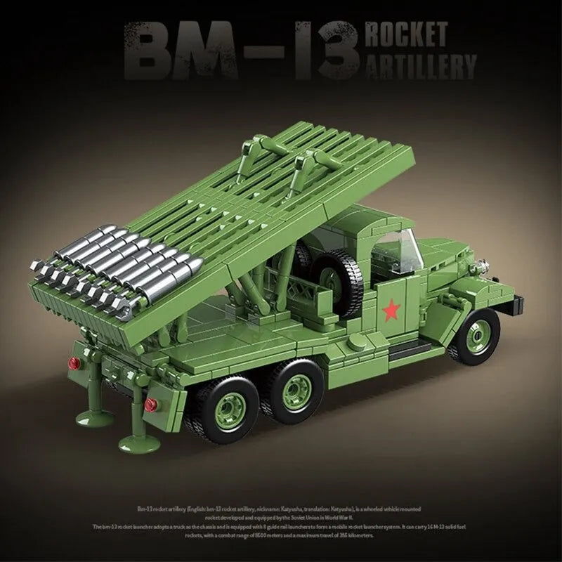 Building Blocks MOC Military WW2 BM13 Rocket Artillery Vehicle Bricks Toys - 2