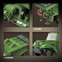 Thumbnail for Building Blocks MOC Military WW2 BM13 Rocket Artillery Vehicle Bricks Toys - 3