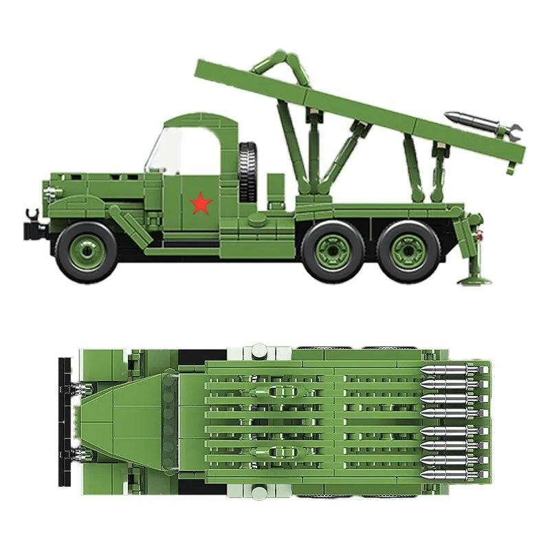 Building Blocks MOC Military WW2 BM13 Rocket Artillery Vehicle Bricks Toys Construction Set Toys - 6