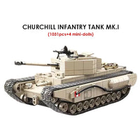 Thumbnail for Building Blocks MOC Military WW2 Churchill Infantry UK Tank Bricks Kids Toy - 2