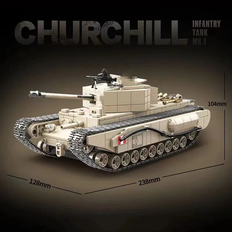Building Blocks MOC Military WW2 Churchill Infantry UK Tank Bricks Kids Toy - 6