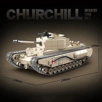 Thumbnail for Building Blocks MOC Military WW2 Churchill Infantry UK Tank Bricks Kids Toy - 6