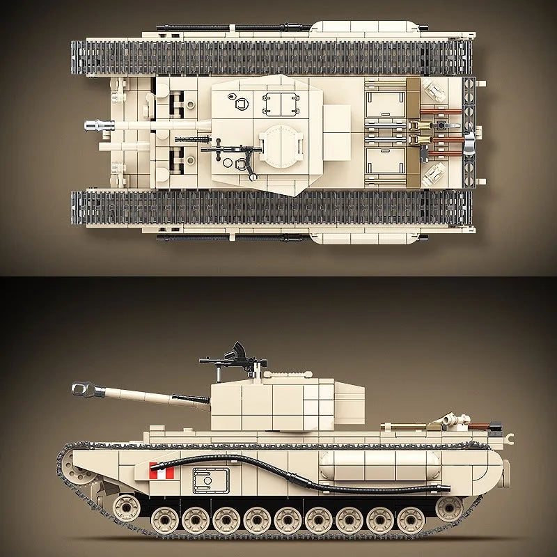 Building Blocks MOC Military WW2 Churchill Infantry UK Tank Bricks Kids Toy - 7