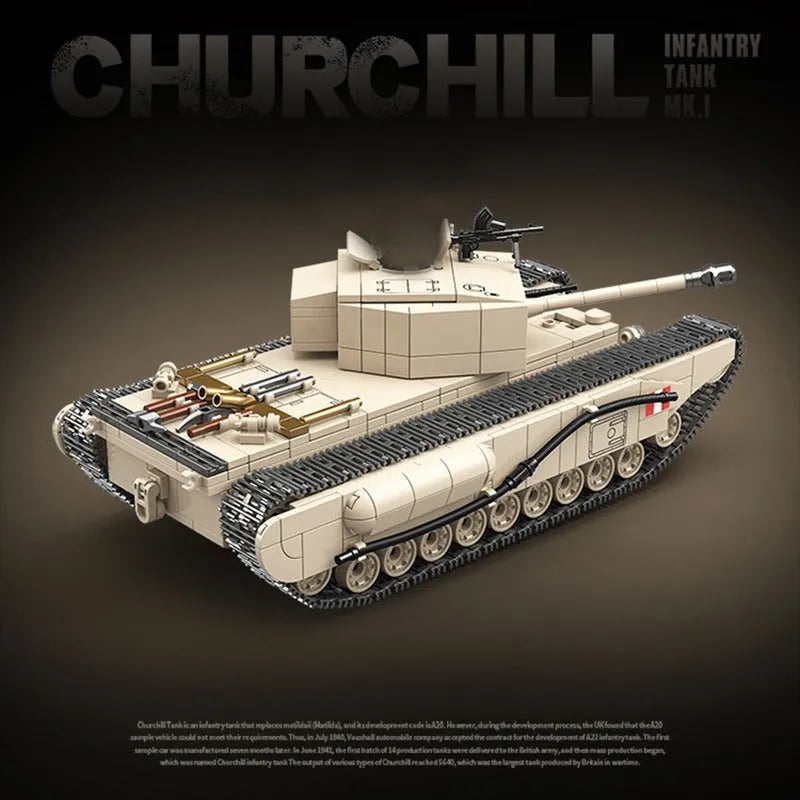 Building Blocks MOC Military WW2 Churchill Infantry UK Tank Bricks Kids Toy - 5