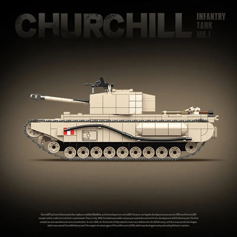 Building Blocks MOC Military WW2 Churchill Infantry UK Tank Bricks Kids Toy - 4