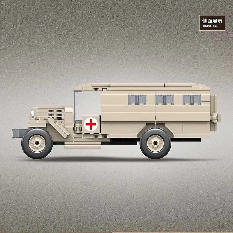 Building Blocks MOC Military WW2 GAZ-55 Ambulance Vehicle Bricks Kids Toys - 3