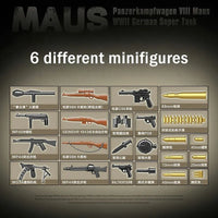 Thumbnail for Building Blocks Military MOC WW2 German Heavy Main Battle Tank Bricks Toys - 5